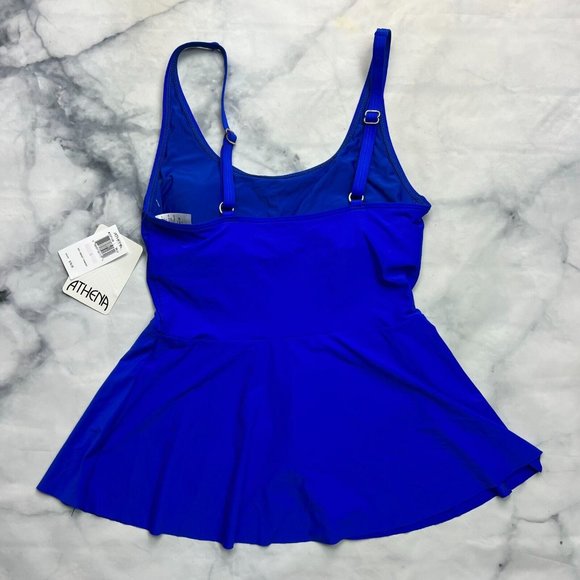 Athena Swim Ruffle Waist Tankini Size 6 Small Samba Solids Royal Blue Modest - Picture 3 of 7